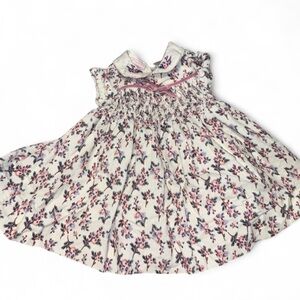 First impressions vintage corduroy Floral Pink White 6 months Dress Peter Pan